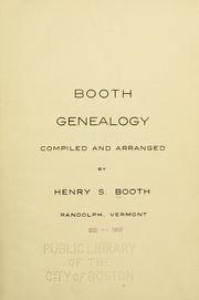 Booth genealogy by Henry S. Booth ..... Cobb Genealogy