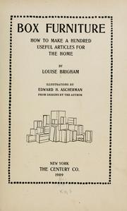 Cover of: Box furniture by Louise Brigham