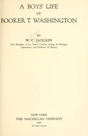 Cover of: A boys' life of Booker T. Washington