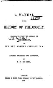 Cover of: A Manual of the History of Philosophy
