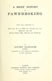 A brief history of pawnbroking by Alfred Hardaker