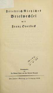 Cover of: Briefwechsel mit Franz Overbeck by Friedrich Nietzsche