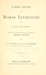 Cover of: A brief history of Roman literature for schools and colleges.