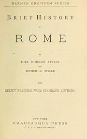 Cover of: Brief history of Rome by Joel Dorman Steele