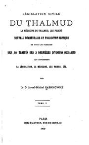 Cover of: Législation civile du Thalmud by Israël Michel Rabbinowicz