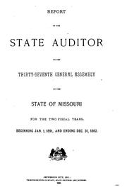 Cover of: Report of the State Auditor to the General Assembly