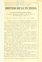 Cover of: British rule in India. by William Jennings Bryan