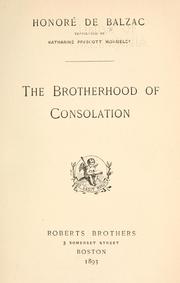 Cover of: The brotherhood of consolation. by Honoré de Balzac
