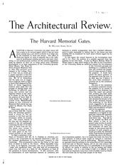 The Architectural Review: June, 1901. The Harvard Memorial Gates by No name