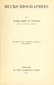 Cover of: Bucks biographies by Margaret Maria (Williams-Hay) Lady Verney
