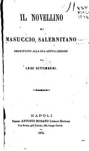 Cover of: Il novellino di Masuccio Salernitano: restituito alla sua antica lezione