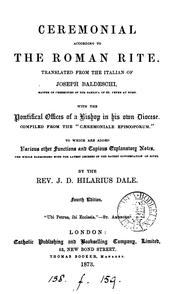 Cover of: Ceremonial according to the Roman rite, tr. with notes by J.D.H. Dale by Giuseppe Baldeschi