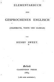 Cover of: Elementarbuch Des Gesprochenen Englisch (Grammatik, Texte und Glossar) ...