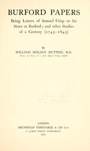 Cover of: Burford papers by William Holden Hutton, William Holden Hutton