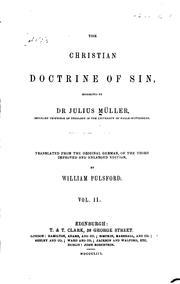 Cover of: The Christian Doctrine of Sin by Julius Müller
