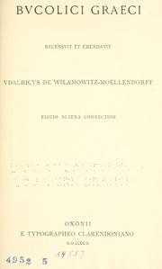 Cover of: Bvcolici graeci by Ulrich von Wilamowitz-Moellendorff