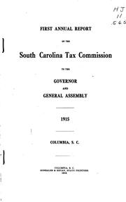 Cover of: Annual Report of the South Carolina Tax Commission to the Governor and ...