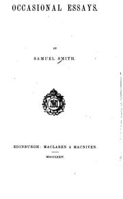 Cover of: Occasional Essays by Samuel Smith