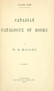 Canadian catalogue of books by Willet Ricketson Haight