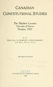 Cover of: Canadian constitutional studies. by Borden, Robert Laird Sir