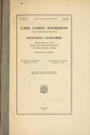 Cover of: Carl Carey Anderson (late a representative from Ohio)