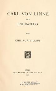 Cover of: Carl von Linné als Entomolog