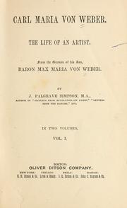 Cover of: Carl Maria von Weber; the life of an artist.