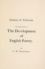 Cover of: Canons of criticism: an introduction to the development of English poetry