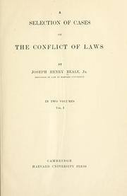 Cover of: selection of cases on the conflict of laws.