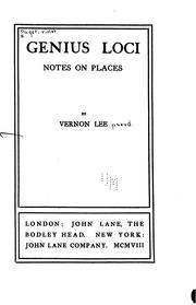 Cover of: Genius Loci: Notes on Places by Vernon Lee