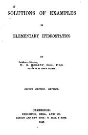 Cover of: Solutions of Examples in Elementary Hydrostatics