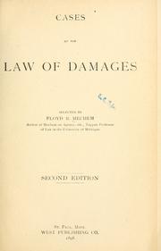 Cover of: Cases on the law of damages