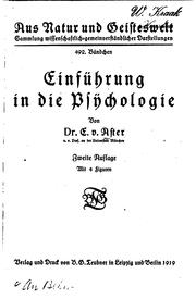 Cover of: Einführung in die Psychologie: mit 4 Figuren
