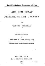 Cover of: Aus dem Staat Friedrichs des grossen by Gustav Freytag