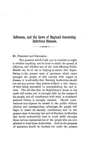 Cover of: Influenza, and the laws of England concerning infectious diseases: A Paper Read Before the ... by Richard Sisley
