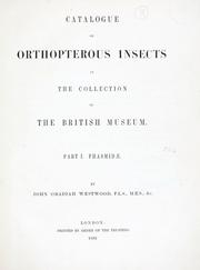 Cover of: Catalogue of orthopterous insects in the collection of the British Museum by British Museum (Natural History). Department of Zoology