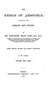 Cover of: The Ethics of Aristotle: Illustrated with Essays and Notes
