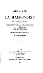 Cover of: archives de La Maison-dieu de chateaudun by M Lucien MERLET