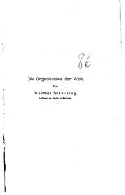 Cover of: Die Organisation der Welt by Walther Schücking