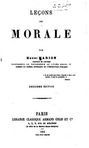 Cover of: Leçons de morale by Henri Marion