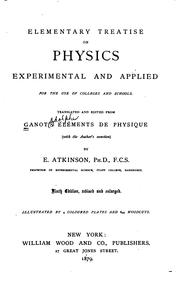 Cover of: Elementary Treatise on Physics, Experimental and Applied by Adolphe Ganot, Edmund Atkinson