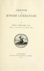 Cover of: Chapters on Jewish literature
