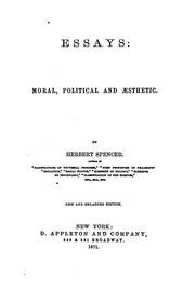 Cover of: Essays: Moral, Political and Aesthetic