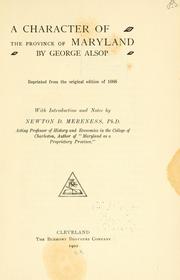 Cover of: A character of the province of Maryland by George Alsop, George Alsop