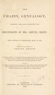 Cover of: The Chapin genealogy by Orange Chapin