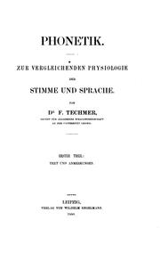 Cover of: Phonetik: Zur vergleichenden Physiologie der Stimme und Sprache