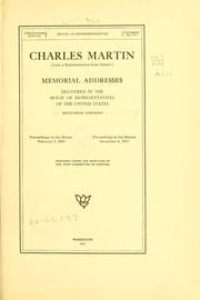 Cover of: Charles Martin (late a representative from Illinois) by U. S. Congress