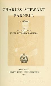Cover of: Charles Stewart Parnell: a memoir