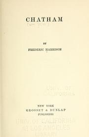 Cover of: Chatham by Frederic Harrison
