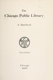 Cover of: The Chicago public library: a handbook.